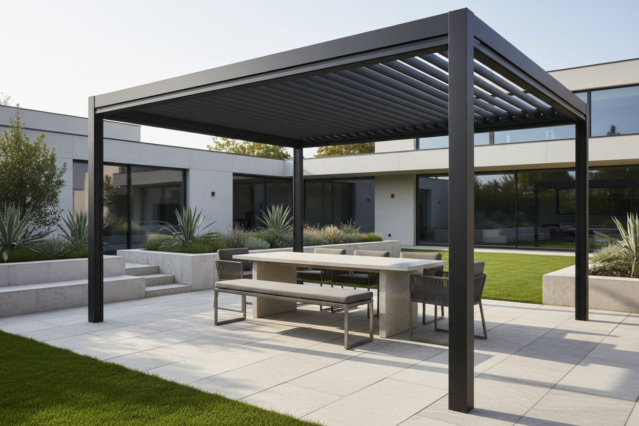 Louvered Aluminum Pergola with Adjustable Roof