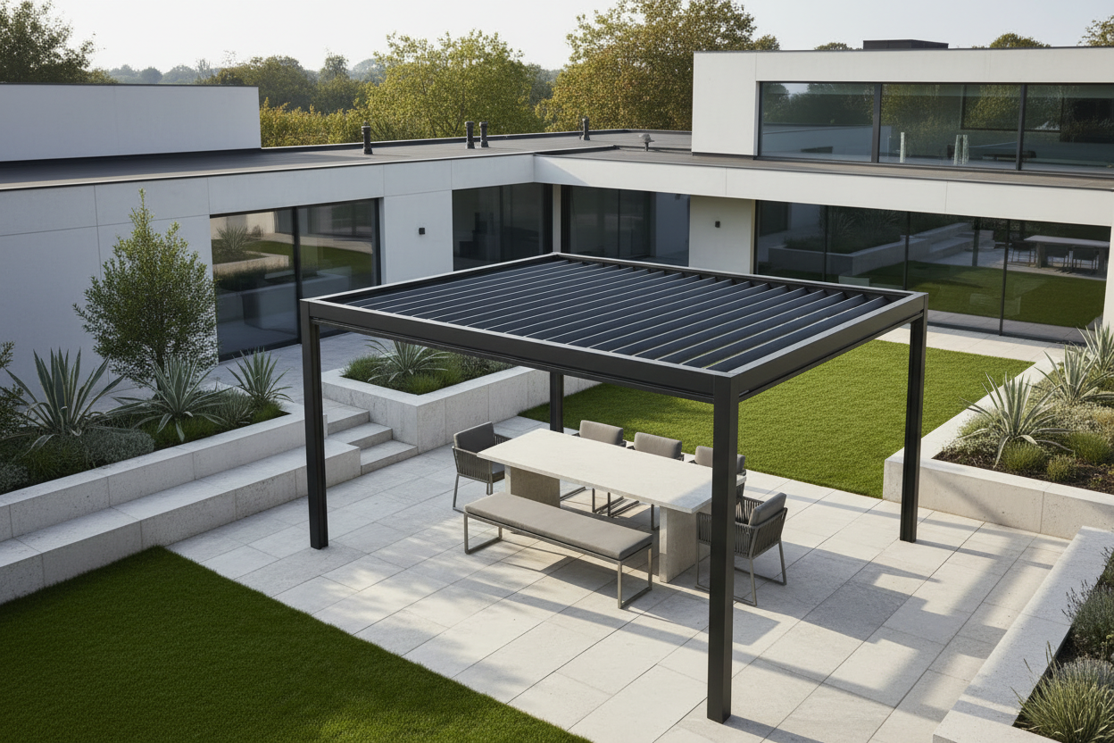 Louvered Aluminum Pergola with Adjustable Roof